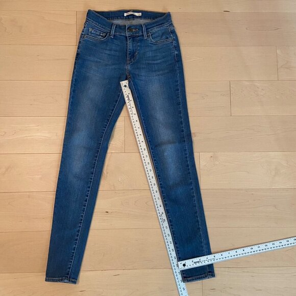 Levis Womens 710 Super Skinny Jeans mid rise Size 25 Blue Denim Stretch - Picture 9 of 13